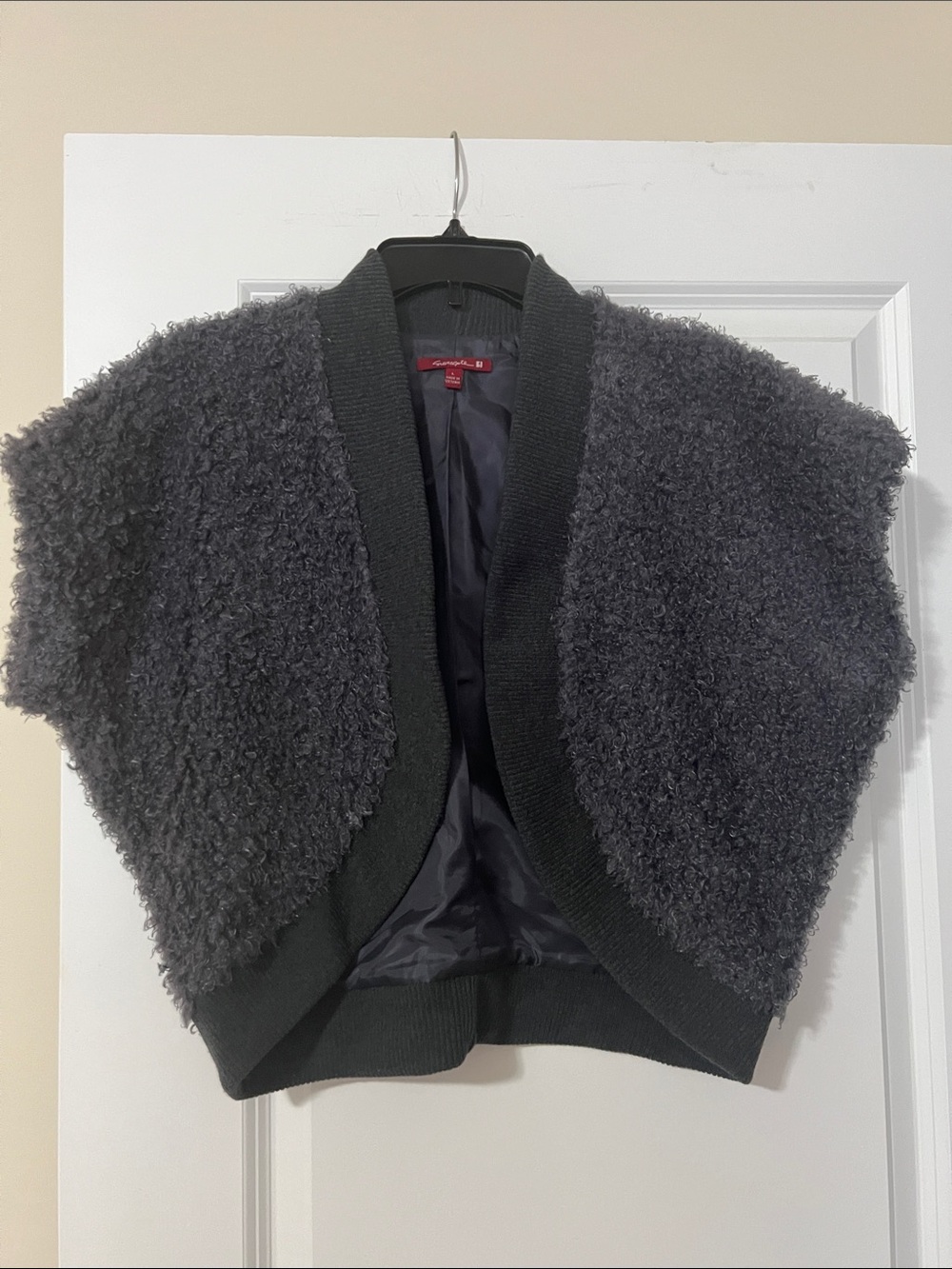 Charcoal Gray Faux Shearling Shrug